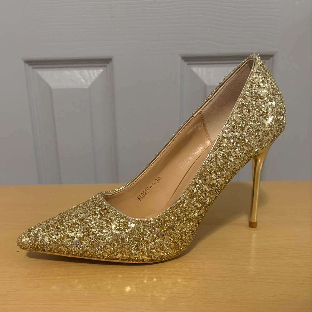 Gold Glitter Stiletto Heels